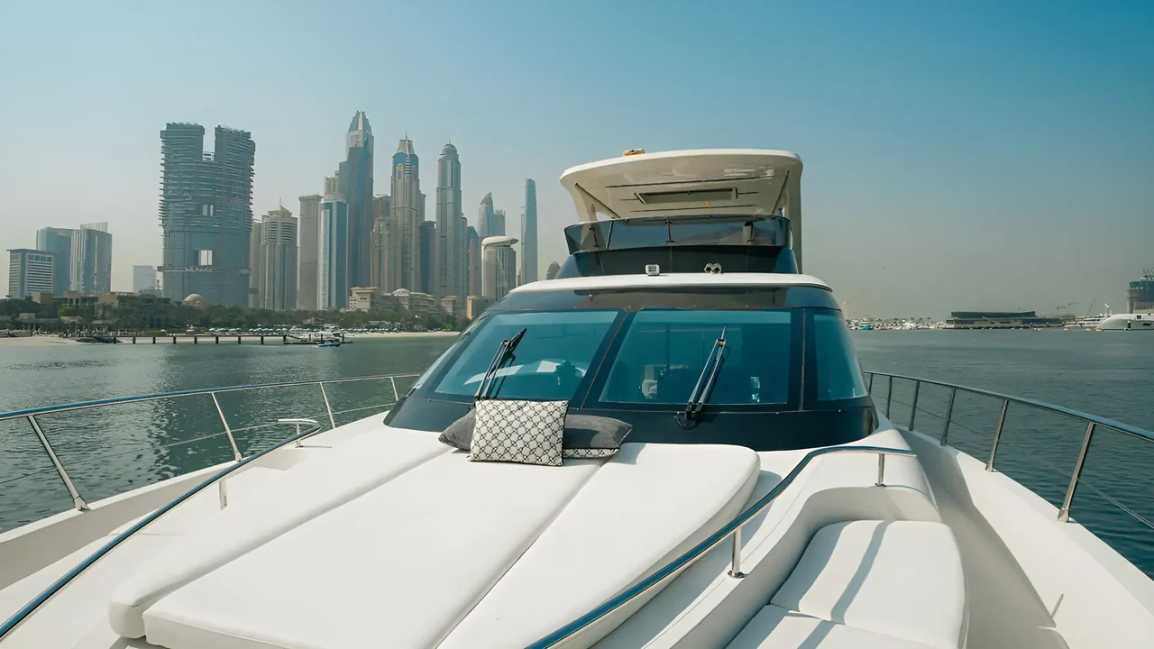 Bow sunpad and forward windows of Xclusive 41