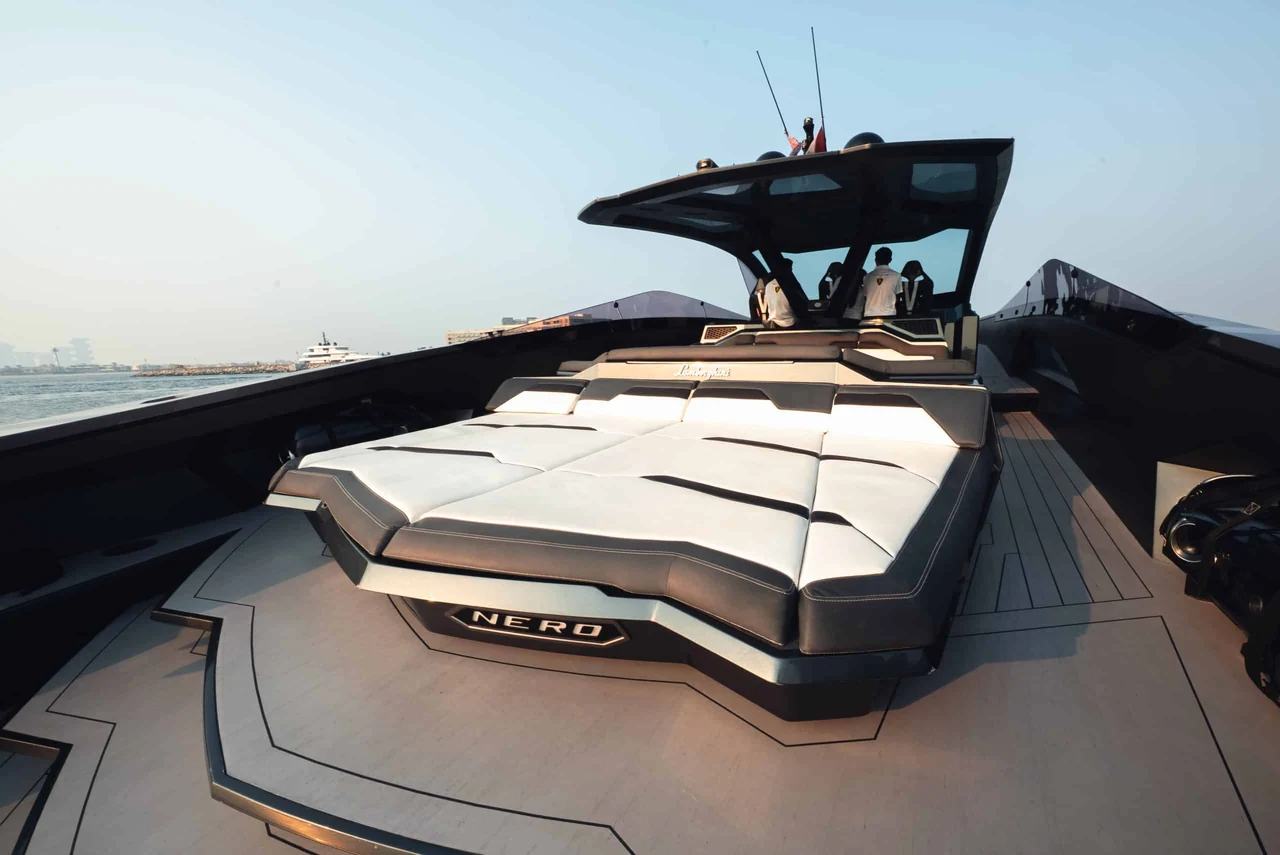 Sculpted aft sun cushions on Lamborghini 63