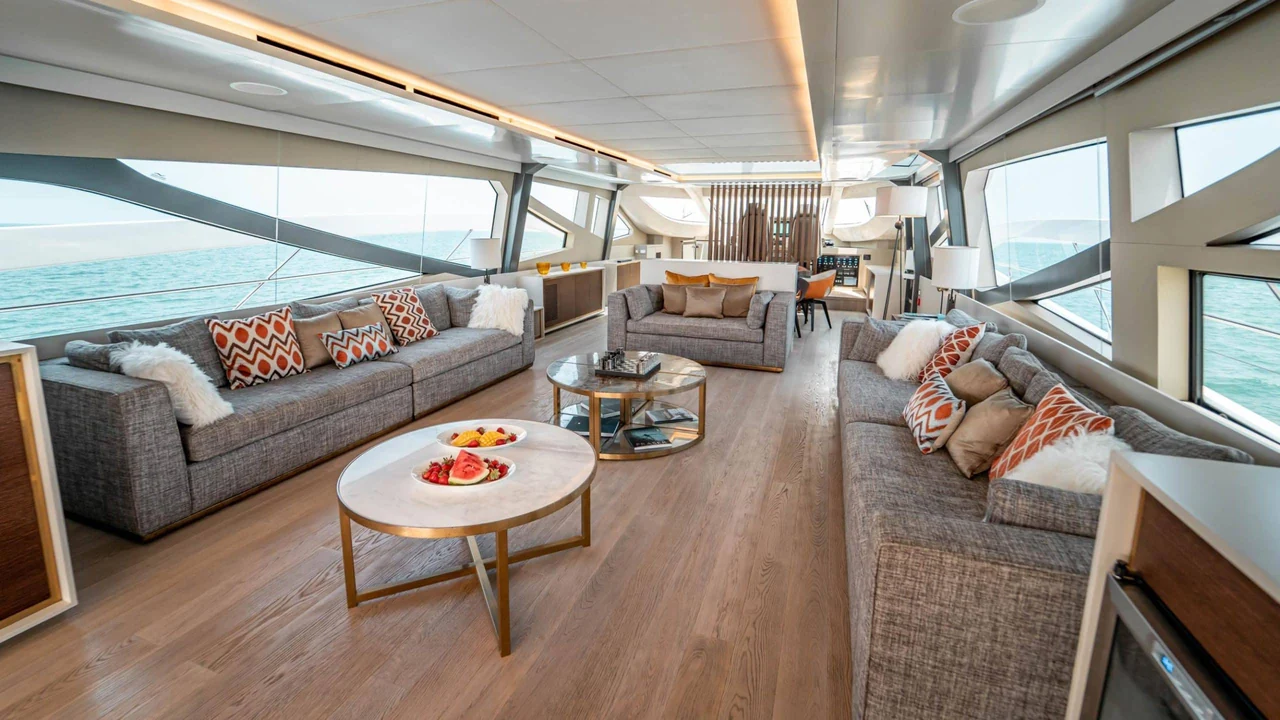 Salon sofas and round coffee tables on Dolce Vita