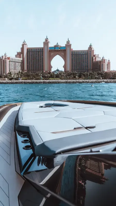 Lamborghini 63 Gold sports yacht interior lounge