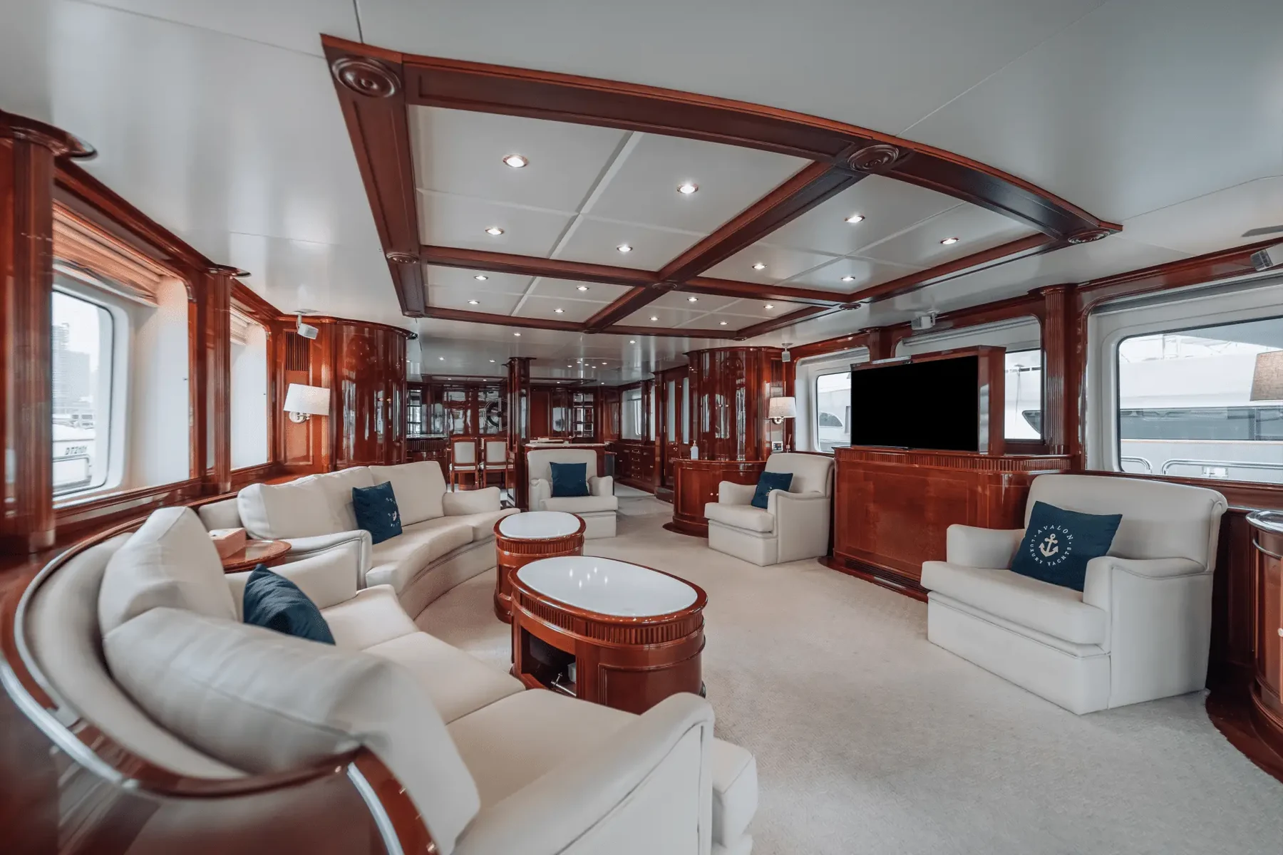 Royal Mirage luxury yacht main salon interior seating area